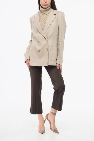Blazer Doppiopetto In Lino Con Tasche A Toppa
