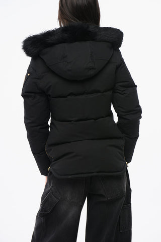 Quilted Down Jacket with Golden-Effect Details