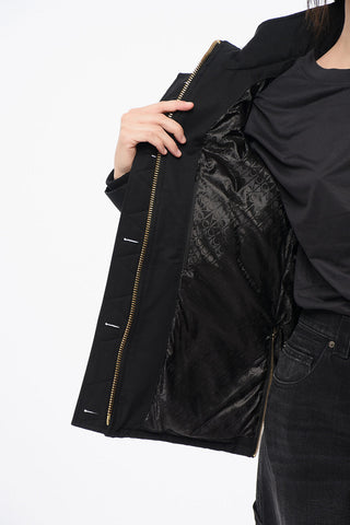 Quilted Down Jacket with Golden-Effect Details