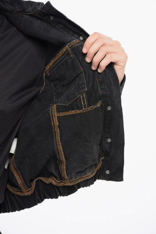 Kurze Jeansjacke mit Animalier-Muster