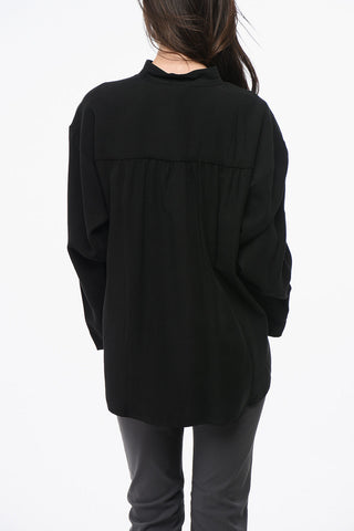 Asymmetrical Cut Gabardine Cotton Shirt