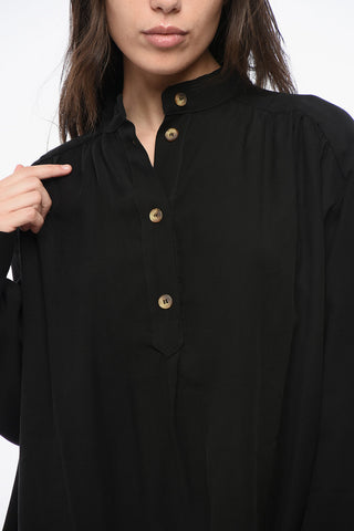 Asymmetrical Cut Gabardine Cotton Shirt