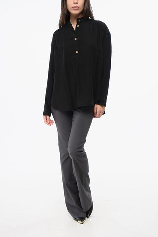 Asymmetrical Cut Gabardine Cotton Shirt