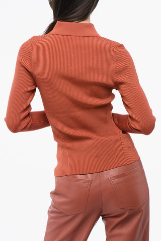 Ribbed Sweater with Polo Neck