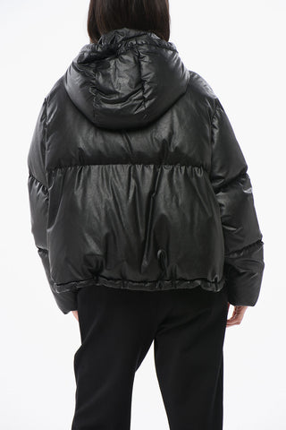 MM6 Faux Leather Down Jacket with Hood