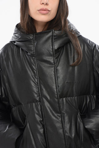 MM6 Faux Leather Down Jacket with Hood