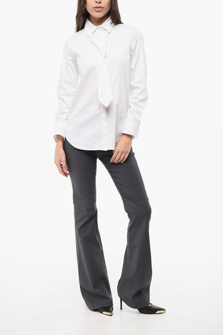 Camicia in Popeline di Cotone Tie Neck