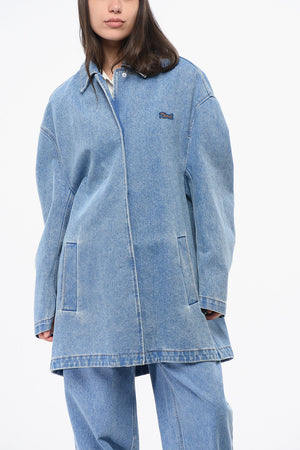 Oversize-Jeansjacke mit verdeckter Knopfleiste