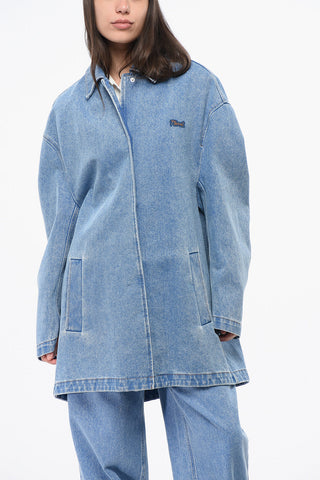 Oversized Denim Jacket with Hidden Button Closure