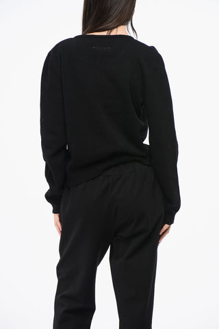 MM6 Wool Crew-neck Sweater with Cut Out Details and Logo