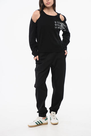 MM6 Wool Crew-neck Sweater with Cut Out Details and Logo