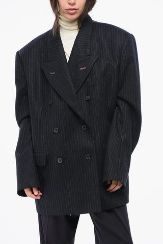 MM4 MM14 Pinstriped Wool Double Breasted Blazer