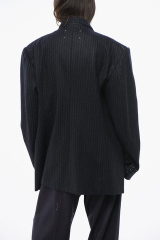 MM4 MM14 Pinstriped Wool Double Breasted Blazer
