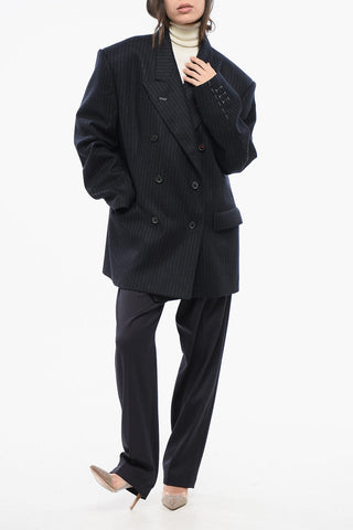 MM4 MM14 Pinstriped Wool Double Breasted Blazer
