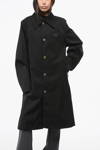 Solid-Color Raincoat with Silver Metal Logo