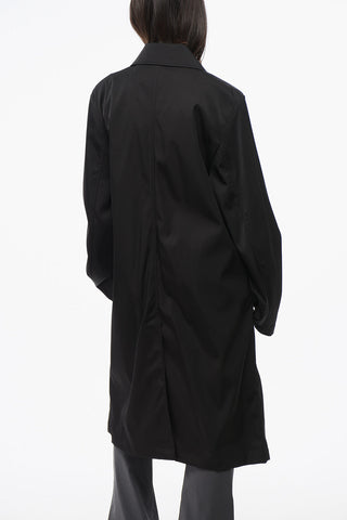 Solid-Color Raincoat with Silver Metal Logo