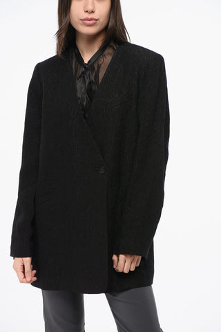 Ein-Knopf-Blazer aus strukturiertem Stoff mit gepolsterten Schultern