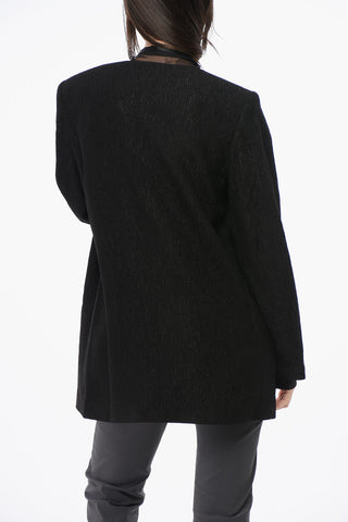 Ein-Knopf-Blazer aus strukturiertem Stoff mit gepolsterten Schultern