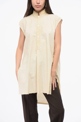 Oversized Sleeveless Vintage-Effect Shirt