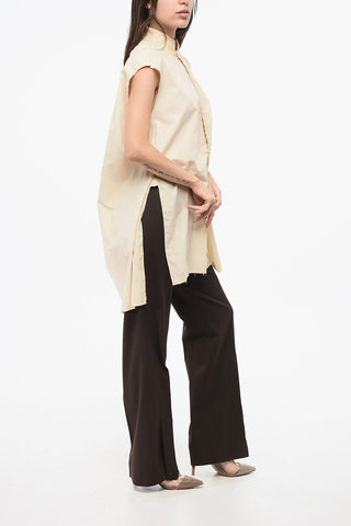 Oversized Sleeveless Vintage-Effect Shirt