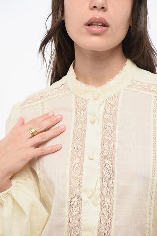 Lace Blouse with Leg Of Mutton Sleeves