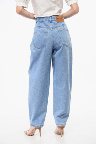 Wide Leg Jeans with Leather Logo