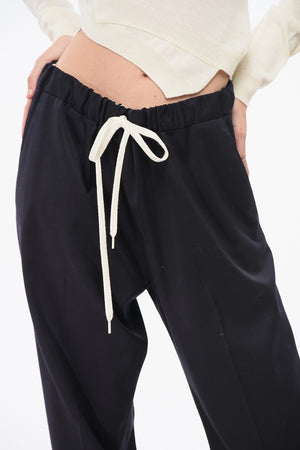 MM6 Virgin Wool Stretch Blend Pants with Drawstring Waist