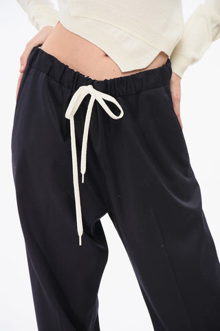MM6 Virgin Wool Stretch Blend Pants with Drawstring Waist