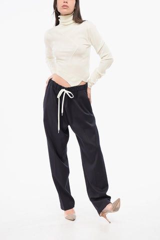 MM6 Virgin Wool Stretch Blend Pants with Drawstring Waist