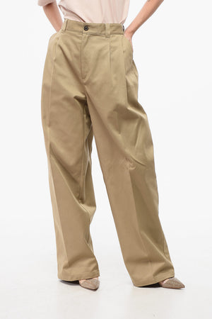MM0 Cotton Gabardine Pants with Checked Detail