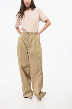MM0 Cotton Gabardine Pants with Checked Detail