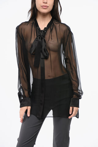 Silk Tie Neck Blouse