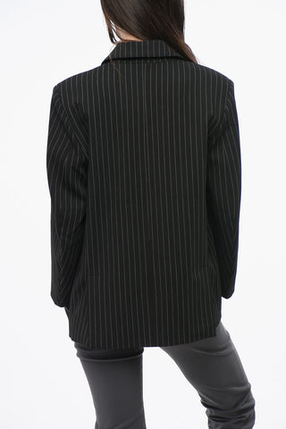 Blazer Due Bottoni Gessato con Tasche ad Aletta