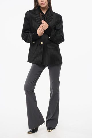 Blazer Due Bottoni Gessato con Tasche ad Aletta