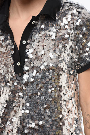 폴로 4버튼 PUPAZZO 스팽글 장식