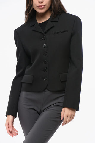 Solid Color Wool Cropped Blazer