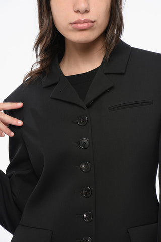 Solid Color Wool Cropped Blazer