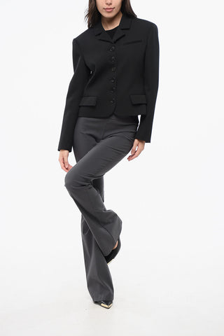 Solid Color Wool Cropped Blazer