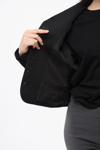 Solid Color Wool Cropped Blazer