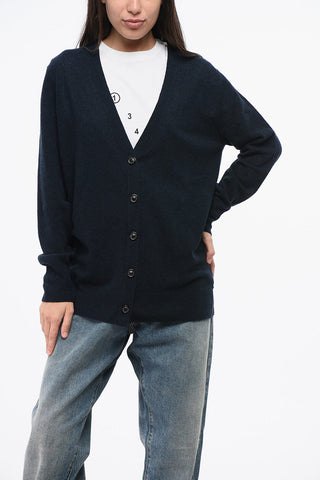 Cardigan Scollo a V In Lana e Nylon a Tinta Unita