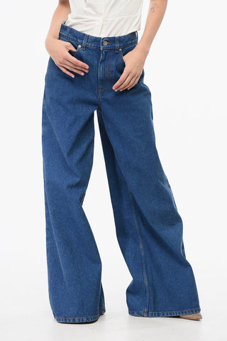 Wide-Leg Jeans With Leather Logo