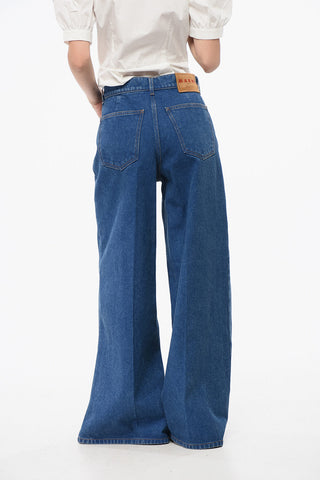 Wide-Leg Jeans With Leather Logo