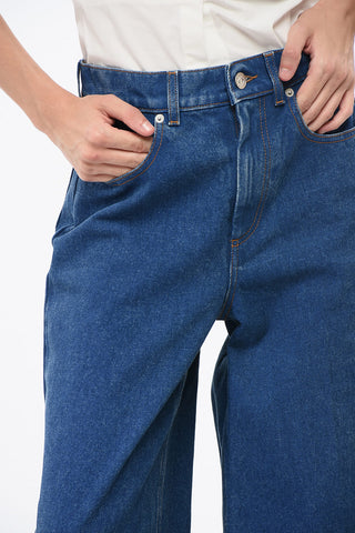 Wide-Leg Jeans With Leather Logo