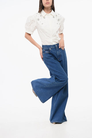 Wide-Leg Jeans With Leather Logo