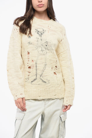 Distressed Effect Crew-neck Sweater