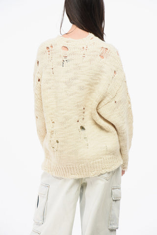Distressed Effect Crew-neck Sweater