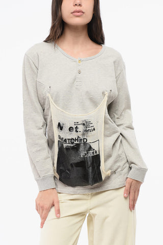 MM1 MM10 Crewneck Sweatshirt with Two Buttons