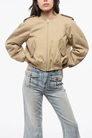 COUTURE! 단색 크롭 보머 재킷, 포켓 2개