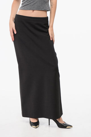 Longuette in Lana Vergine Stretch con Spacco sul Retro