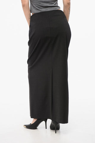 Longuette in Lana Vergine Stretch con Spacco sul Retro